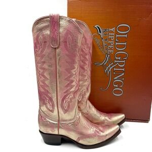 Old Gringo Peyton 15" Boots Metallic Pink Gold Leather Western Cowboy Sz 8.5